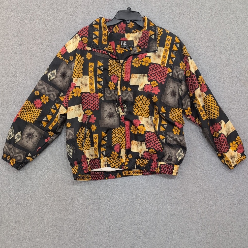 Vintage EVR Women's Lightweight Abstract Print Bomber Jacket Size Large - Picture 2 of 3